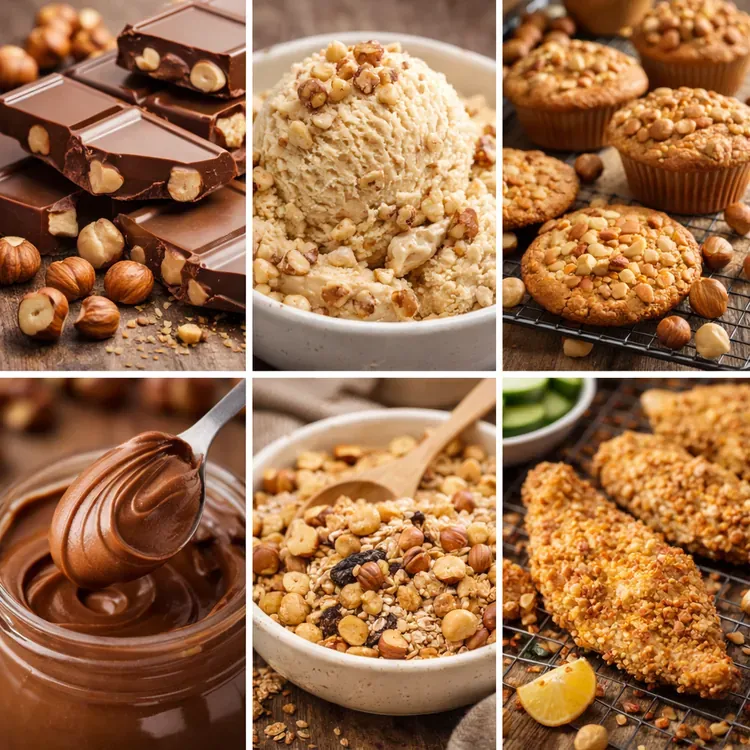 Industrial applications of hazelnuts and hazelnut products illustration