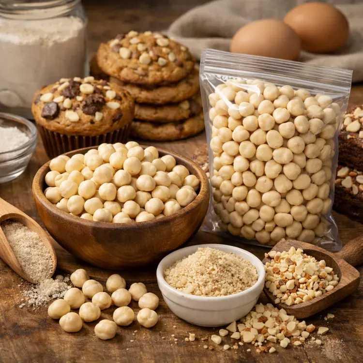 Blanched kernels for retail baking illustration